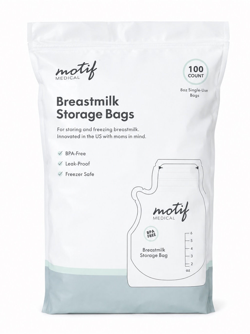 motif Medical White Breastmilk Storage Bags - 100 Count